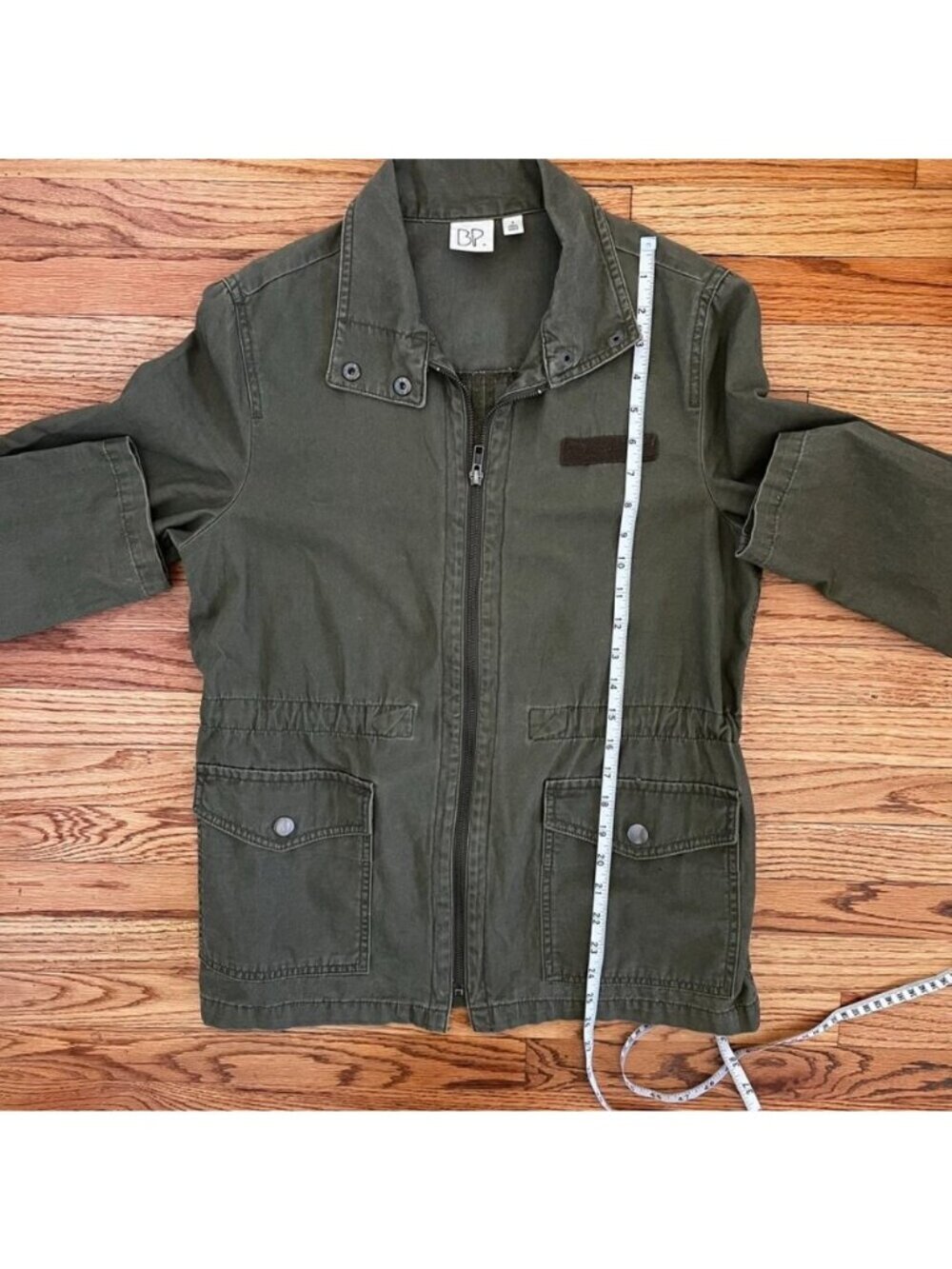 Y2K BP Olive Utility Jacket Boho Soft Grunge Military Edgy Layering Sz S - Picture 9 of 11